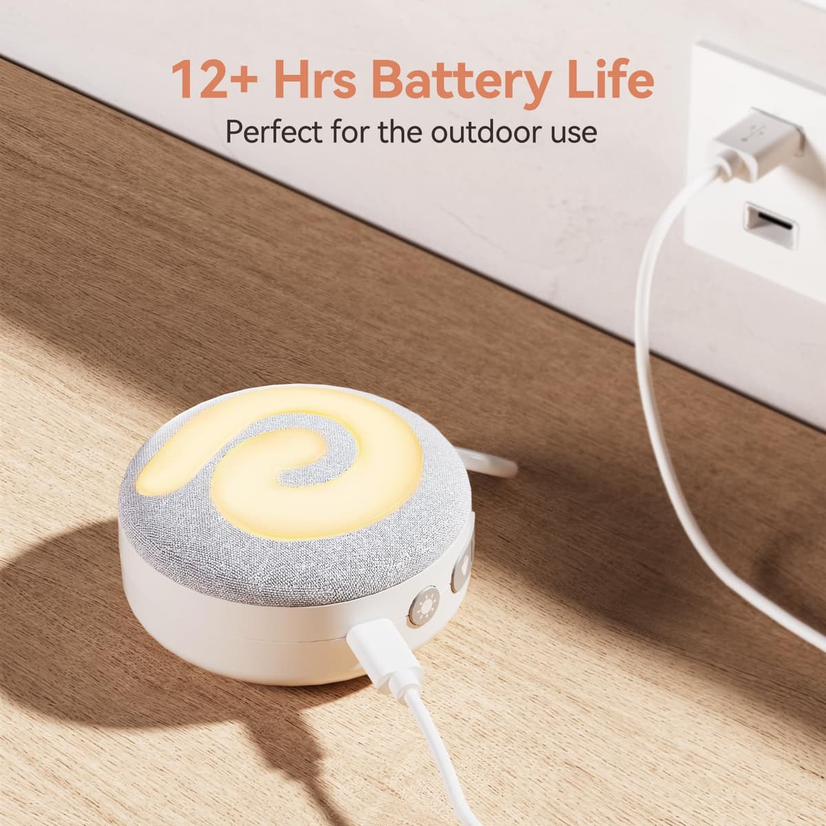 Dreamegg White Noise Machine, D11 Portable Sound Machine with Night Light for Baby Kids Adults, 21 Soothing Sounds Therapy for Sleeping Nursery Travel, USB Rechargeable Continuous or Timer Baby Gift — view 4