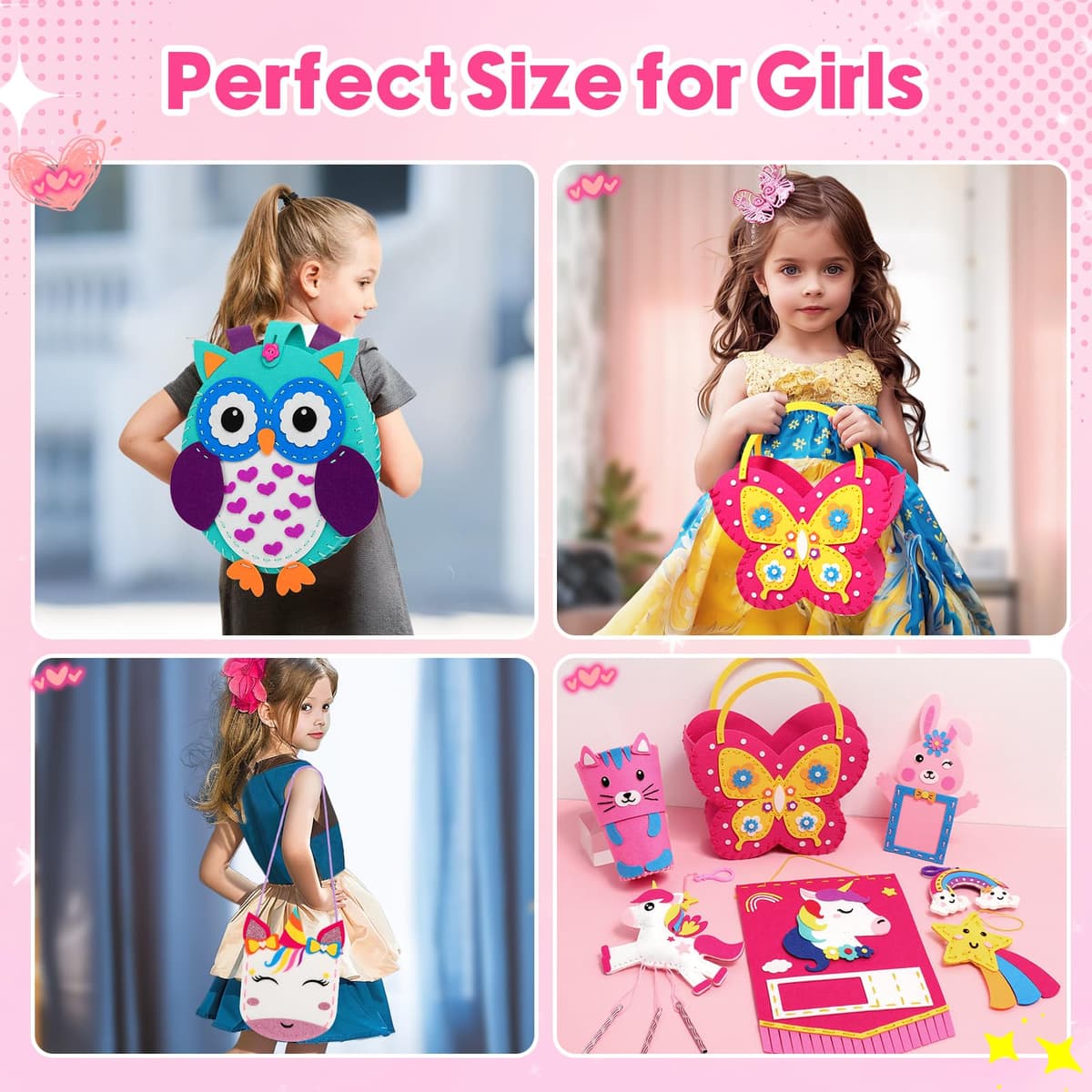 Sunrad Sewing Kit for Kids Toys for Ages 6-12 Girls, 9 Easy DIY Projects of Animal Felt Craft with Unicorn,Owl,Arts & Crafts for Beginner Gift for Girls Aged 6+ Suitable for Learning Sewing — view 6