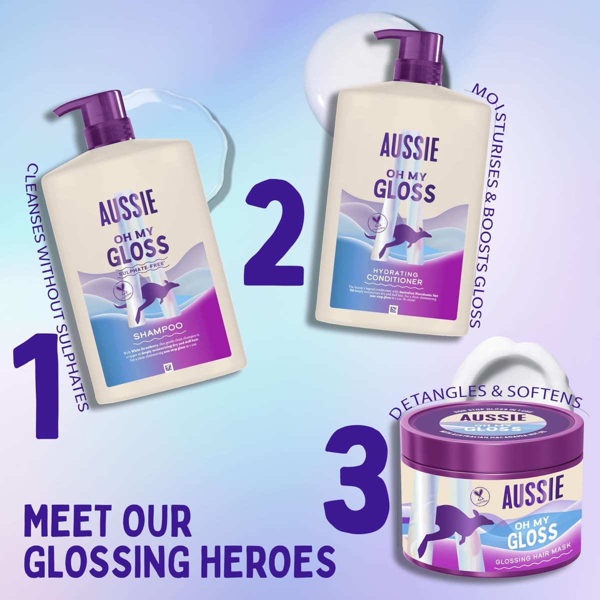 Aussie Oh My Gloss Hydrating Conditioner 1000ml. Softens and Smooths Dry & Dull Hair. Infused with Australian Macadamia Nut Oil. Vegan and Cruelty-Free — view 9
