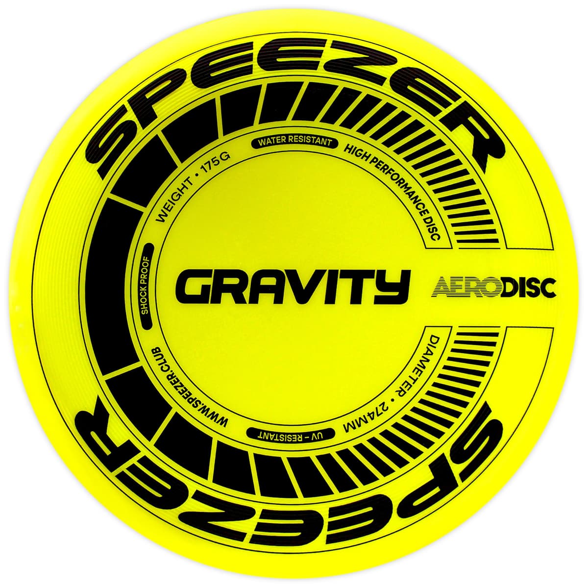 SPEEZER Frisbee Gravity 175 g – El disco de lanzamiento profesional amarillo neón es el juego divertido para deportes al aire libre – Disco de frisbee para niños y adultos – Ultimate Flying Disc