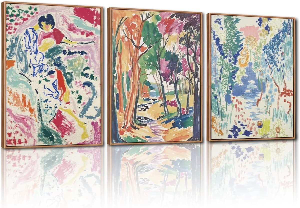 TOARTi Boho Framed Canvas Wall Art Prints, Set of 3 Mid Century Modern Wall Decor, Nature Plants Desert Sun Art Paintings, Bohemian Artwork for Living Room, Bedroom, Dining Room, Office - 12x16 x3 — view 16