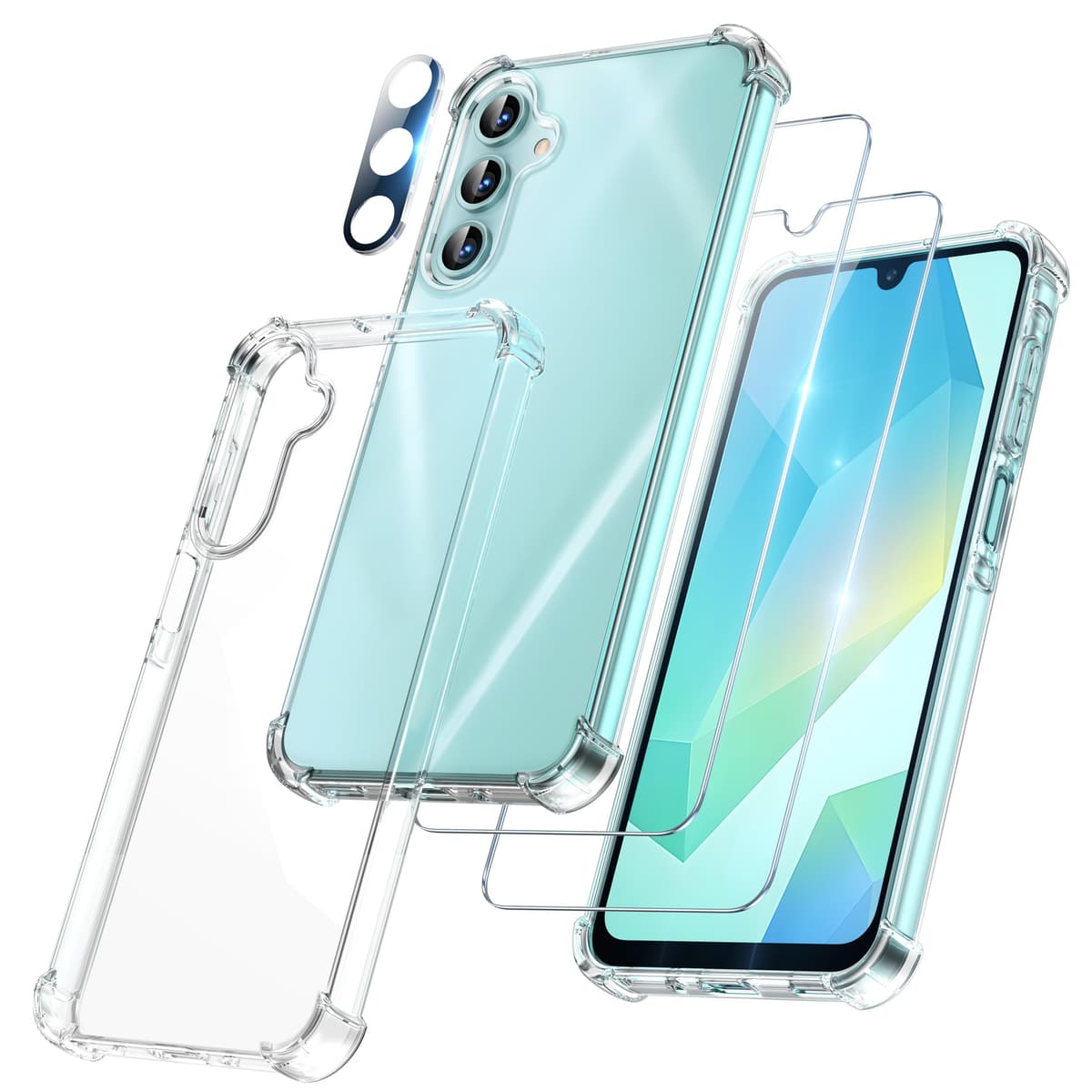 FLLAO 4 en 1 Funda para iPhone 15 con 2 Protector Pantalla y 1 Protector Lente Cámara, [Almohadilla de Aire integrada] Antigolpes Antiarañazos Carcasa 6,1 Pulgadas, Transparente — view 45