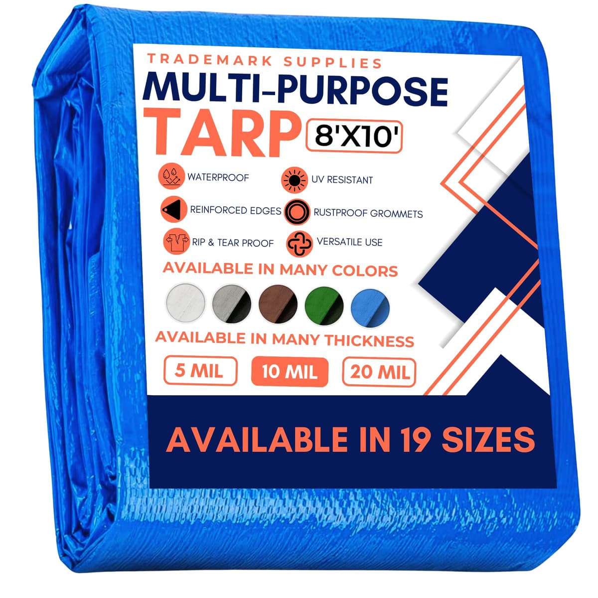 Large Waterproof Tarp- Heavy Duty Thick Poly Tarpaulin Ideal for Canopy Tents, Boats, RV or Pool Covers- Multipurpose Protective Tarps with Grommets for Indoor and Outdoor Use — view 137
