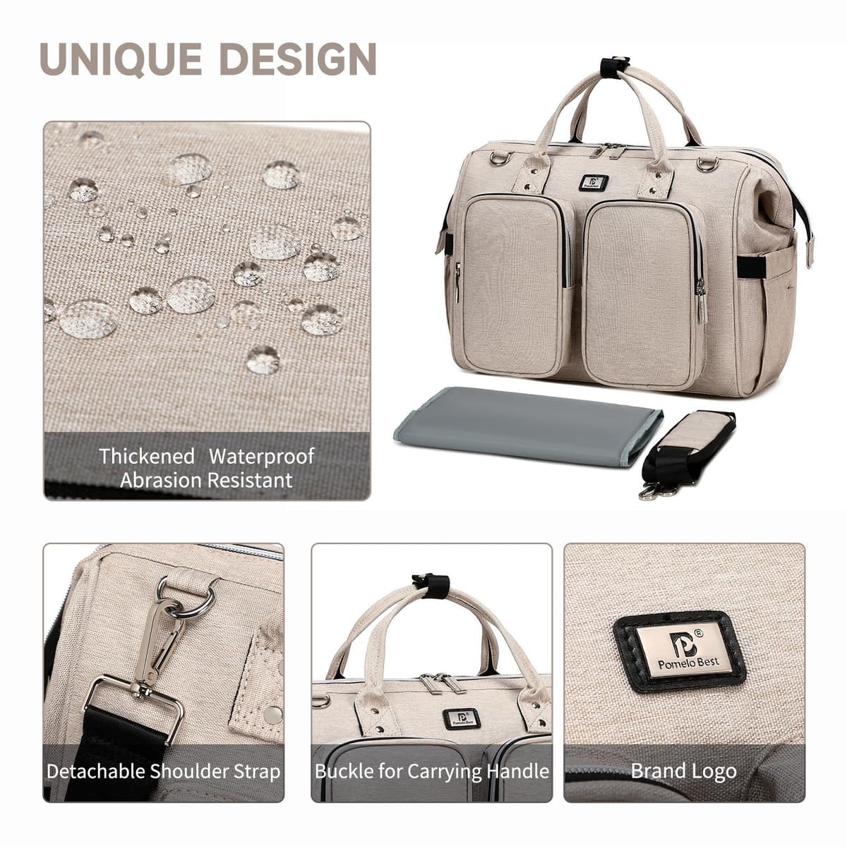 Pomelo Best Baby Changing Bag with Pram Clips and Changing Mat — view 2