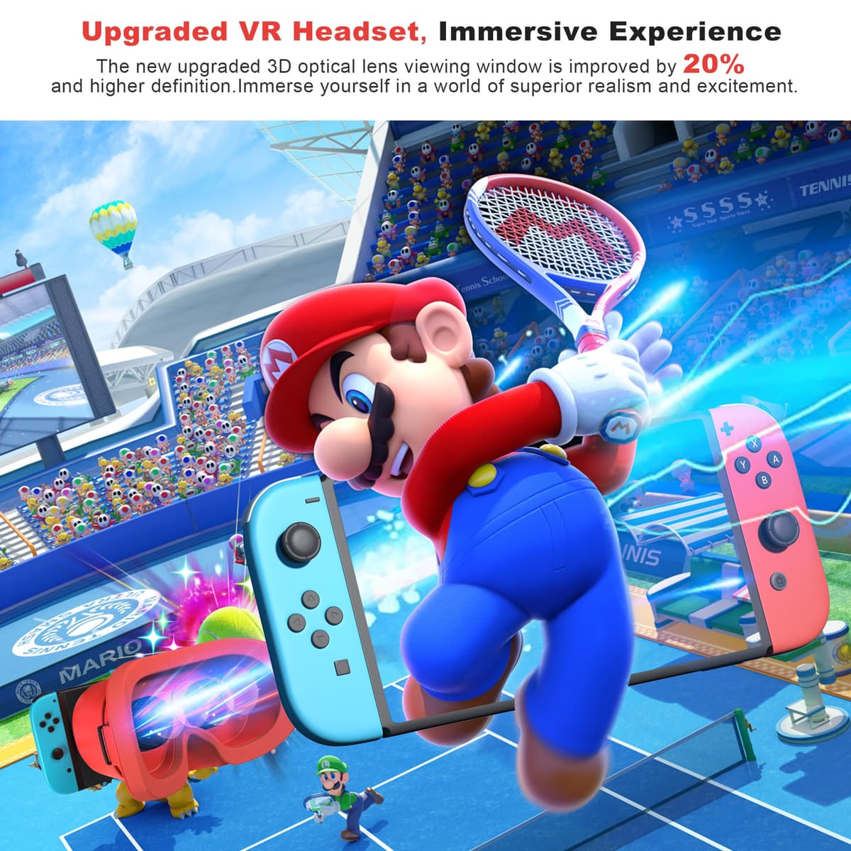 Auriculares VR para Nintendo Switch y modelo OLED mejorado, gafas de realidad virtual VR con lentes HD ajustables, cómoda correa para la cabeza, gafas 3D para Nintendo Switch OLED VR Games Cool Stuff — view 5