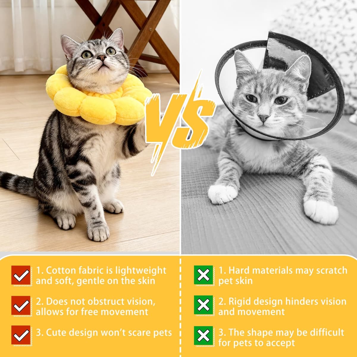 QKURT Collar de Recuperación para Gato, Collar Ajustable para Gatos Después de La Cirugía, Evitar Picaduras de y Arañazos Lesiones y Lamido, Forma de Flor — view 5