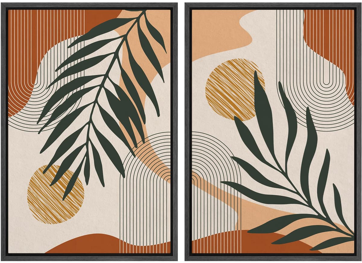 SIGNFORD Framed Canvas Print Wall Art Set Soft Hydrangea Pair Light Blue Florals with Green Leaves Illustration Modern Art Decorative Nordic Nature for Living Room, Bedroom, Office - 24"x36"x2 White — view 64