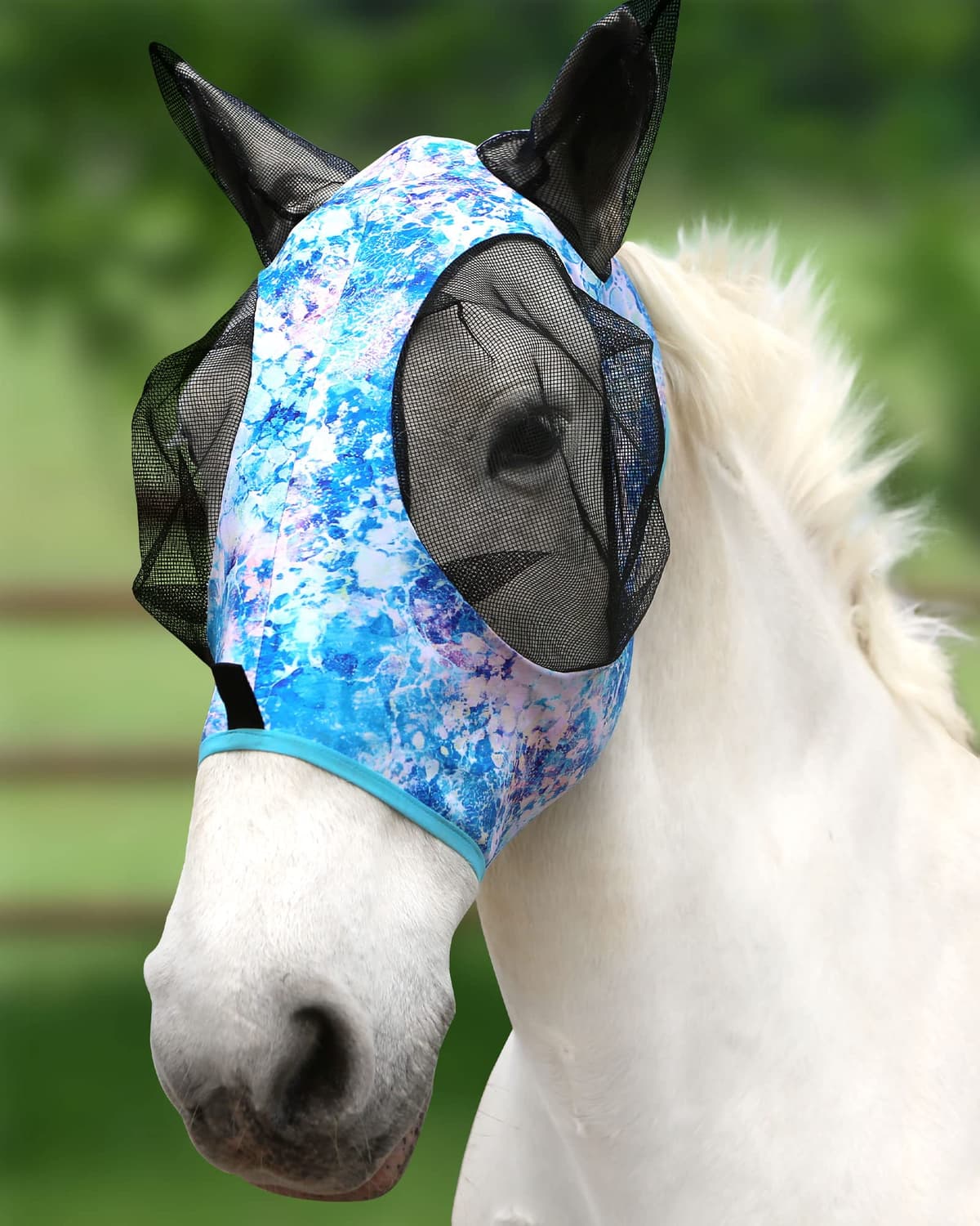 Harrison Howard Máscara elástica para Moscas de Caballo, excelente Comodidad con protección UV, máscara estándar para Caballos, Azul Marino M — view 10