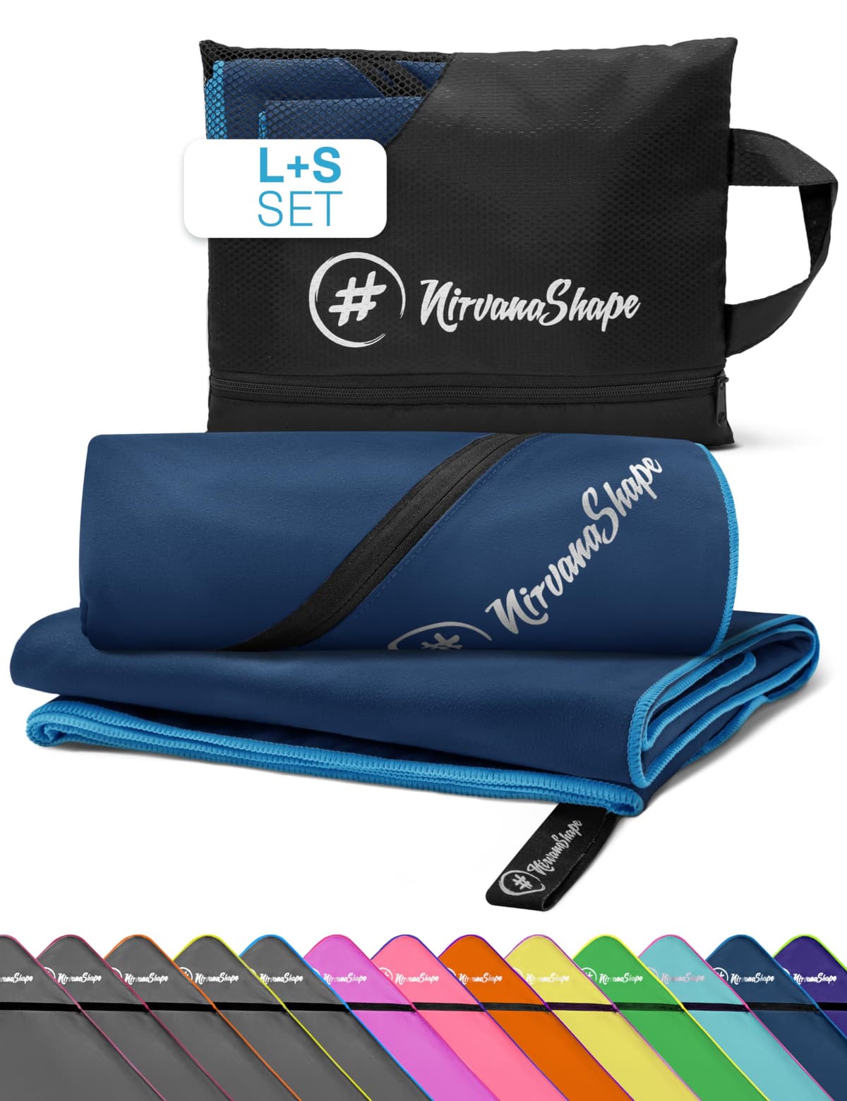 NirvanaShape Toallas de Microfibra | Absorbentes, Ligeras, de Secado rápido | Toallas de baño, Toalla de Viaje, Toallas Deportivas | Ideales para Viajar, IR al Gimnasio, la Playa, Practicar Yoga