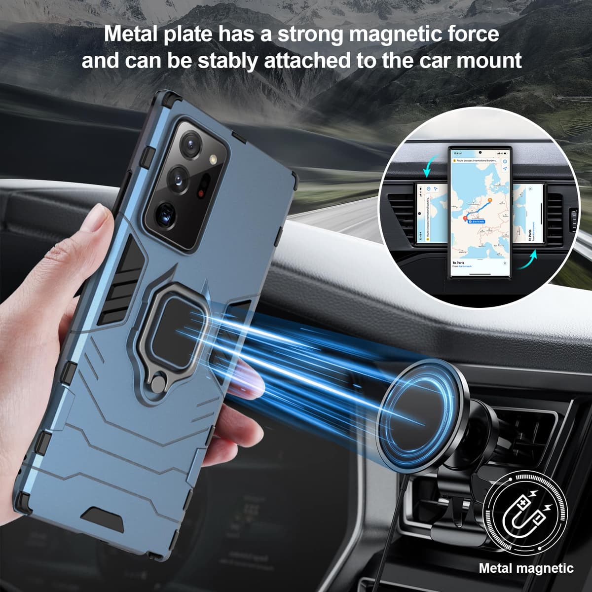 Funda para CMF Phone 2 Pro, Carcasa Antigolpes con Soporte anular metálico, Case Protectora de Grado Militar, Negro — view 777