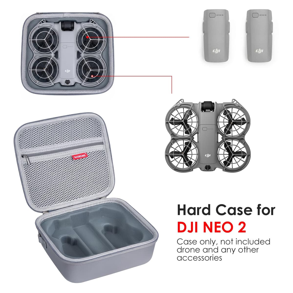 Funda para Drones para dji Neo 2, Funda rígida Impermeable para dji Neo 2, Bolsa de Viaje de PU portátil y compacta con Correa de Transporte — view 2