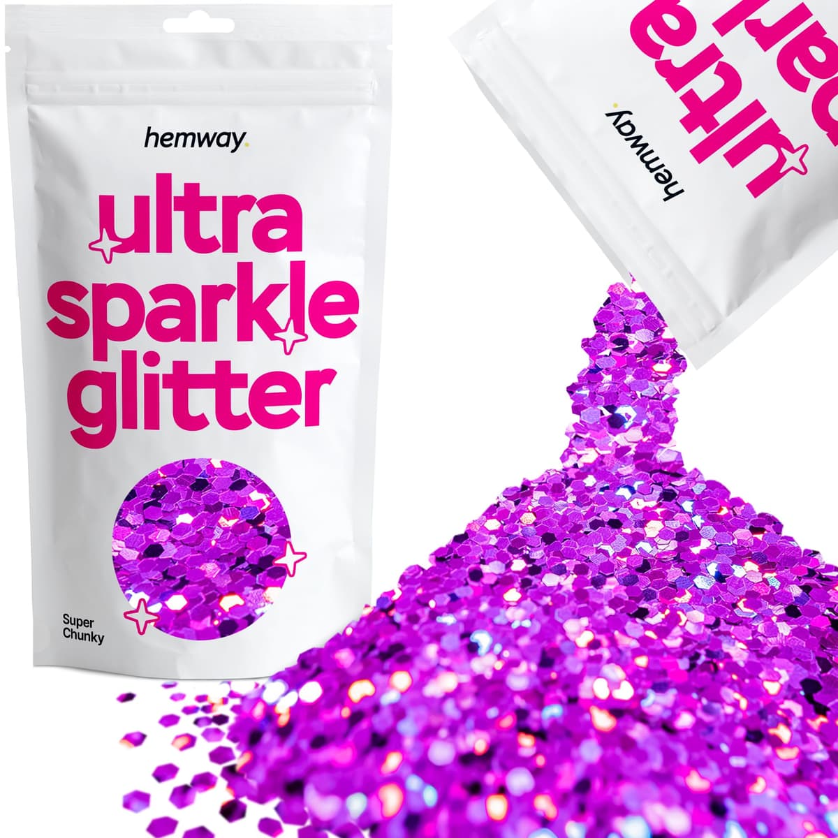 Hemway Ultra Sparkle Glitter Baby Pink Iridescent 100g Fine | Glitter for Arts & Craft, Makeup, Nail Art, Crafting, Card Making, Sparkle Decoration — view 104