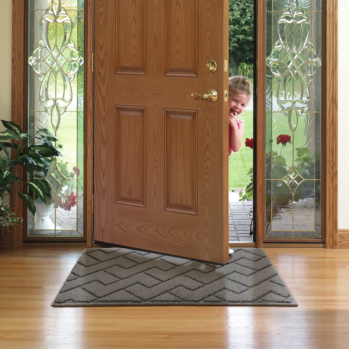 Biscpro Door Mats Indoor,Dirt Trapper Mat Absorbent Non-Slip Low Profile Doormat for Entrance,Inside, Kitchen,Front Door Mat Washable for Pets and Dogs— 50x80cm,Grey — view 8