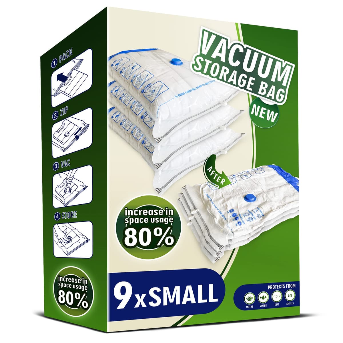 STORAGE MASTER Space Saver Bags for Travel and Home Reusable Vacuum Storage Bags Save 80% More Storage Space Work with Vacuum Cleaner (9 Small, No Pump Included)