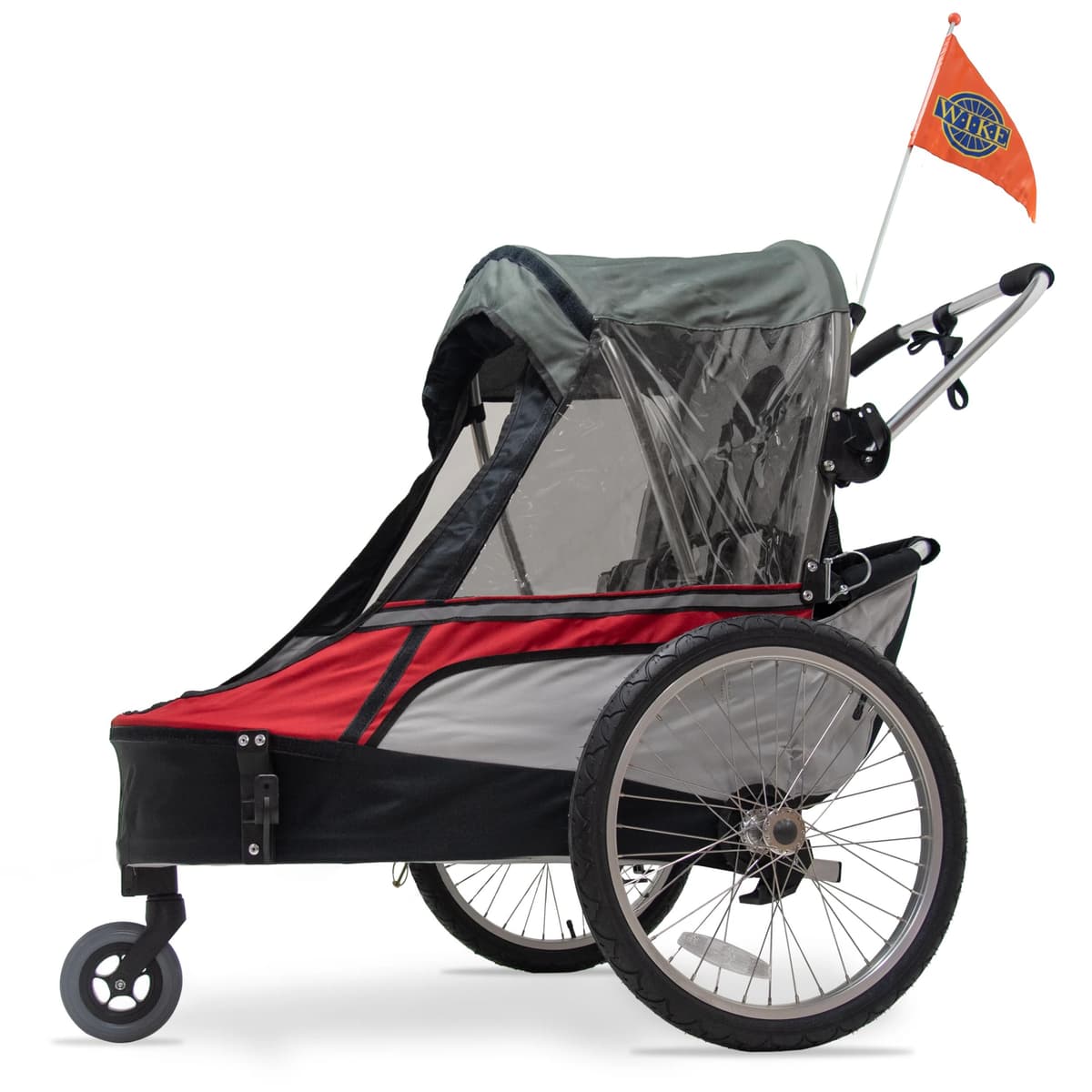 Wike Premium Double Bike Child Trailer - Red/Grey (Walk + Jogging) — view 4