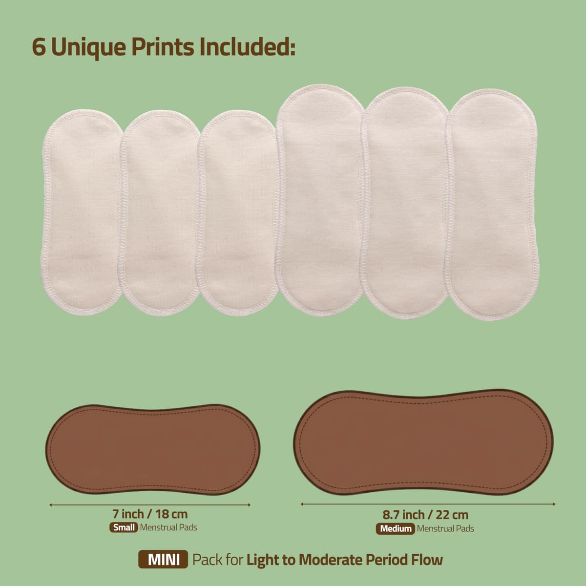 Compresas reutilizables en algodón orgánico para flujo ligero (S+M, 6 uds.); lavables a alta T°, HECHAS EN LA UE; suaves y no irritantes, compresas de tela para una higiene menstrual cómoda de mujeres — view 2