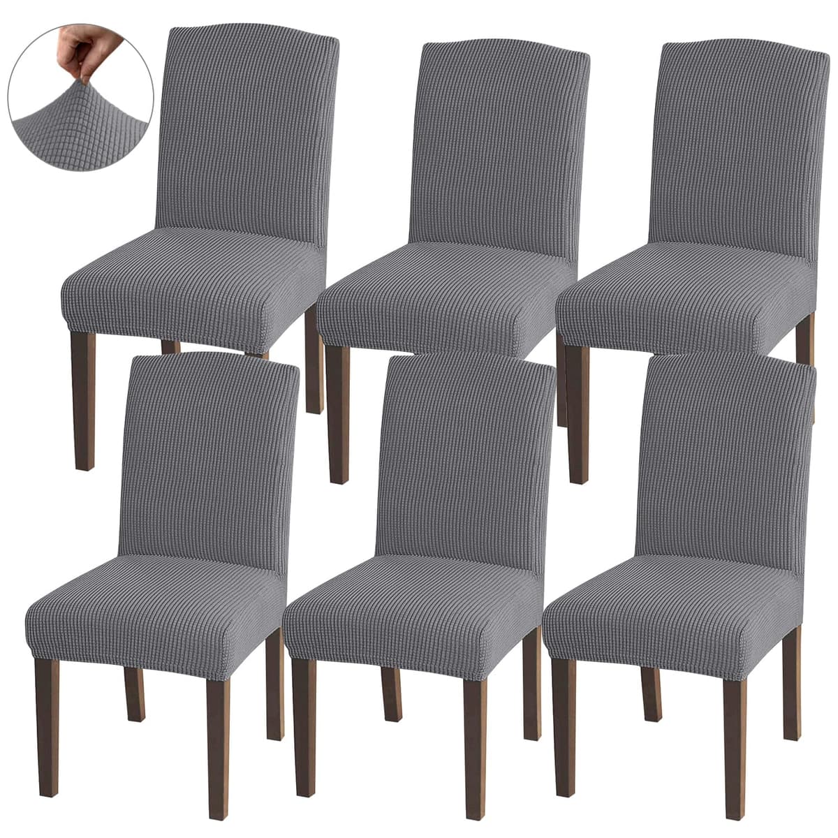 Granbest High Stretch Dining Chair Slipcovers, Universal Fit Jacquard Parson Dining Chair Covers, Removable Chair Protectors for Dining Room, Kitchen, Restaurant and Hotel (Set of 4, Grey) — view 26