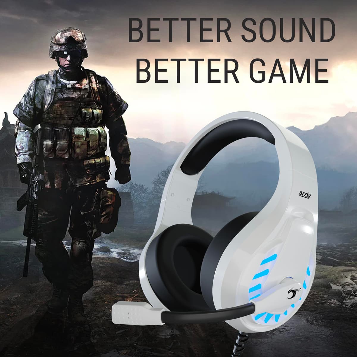 Orzly Gaming Headset for PC and Gaming Consoles compatible with PS5, PS4, XBOX SERIES X | S, XBOX ONE, Nintendo Switch & Steam Deck with noise cancelling mic - RXH-30 Siberia Edition — view 4