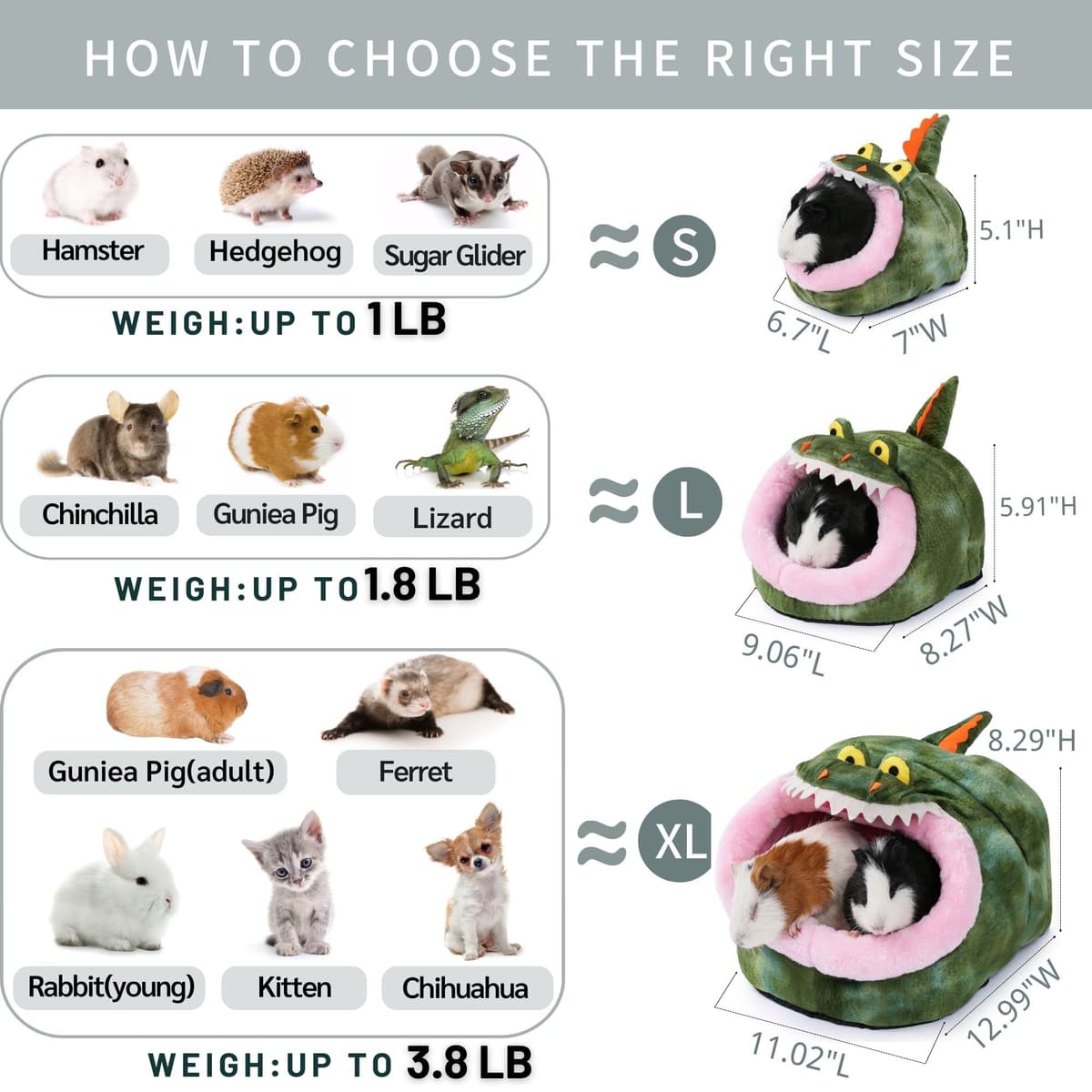JanYoo Rabbit Rat Hideout Bed Hut Rat Accessories Cube Igloo House Hideaway Sleeper(XL,Crocodile) — view 3