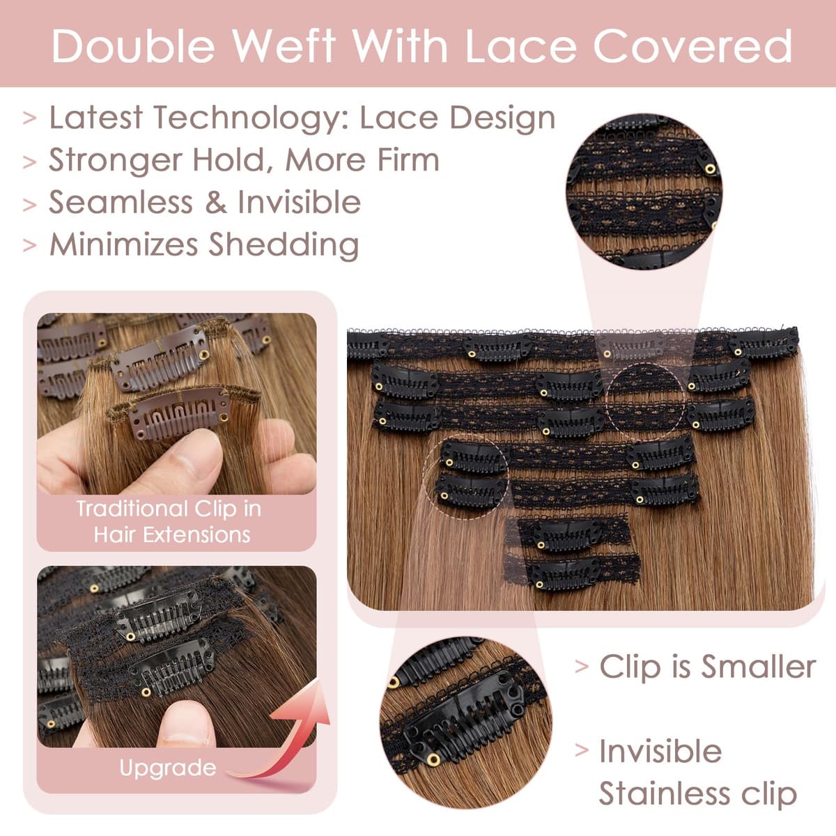 Silk-co 10inch Hair Extensions Clip in Hair Extension Human Hair #04 Medium Brown -Basic Thickness-Thin Weft- 8 Pieces Real Remy Straight Hair Extensions[50g] — view 115