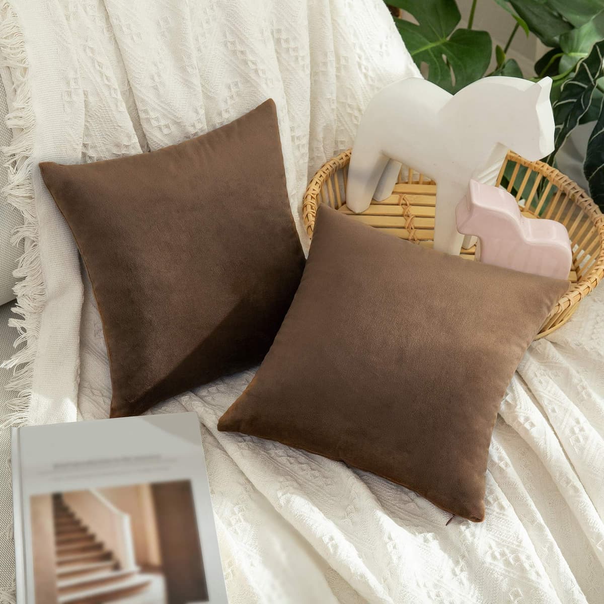 MIULEE Pack of 2 Fall Velvet Soft Solid Decorative Throw Pillow Covers Square Cushion Cases for Sofa Couch Bedroom Living Room Car Home Decor 18 x 18 Inch 45 x 45 cm Orange — view 32