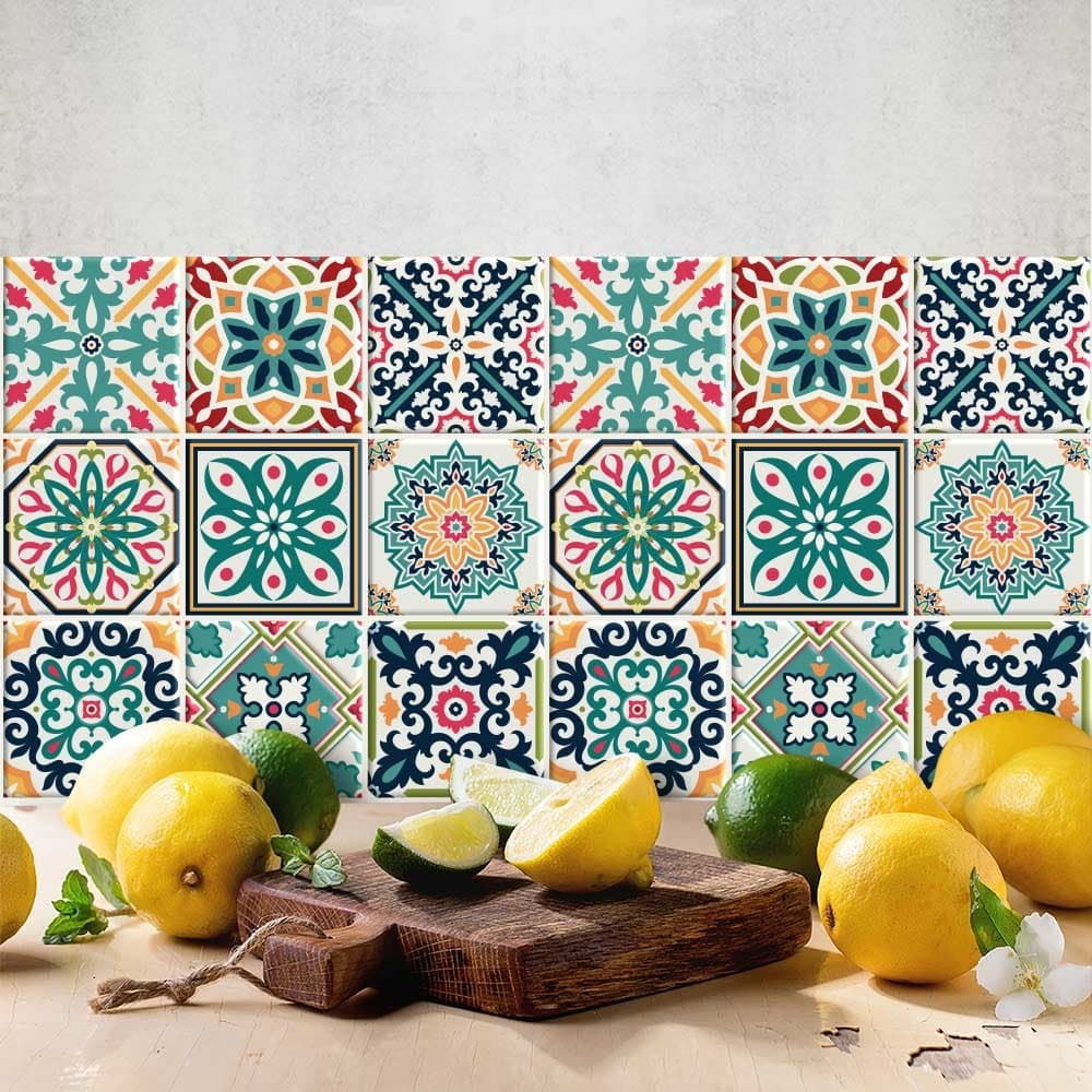 RE-COVERTILES - Pegatinas Azulejos Cocina y Baño Stickers de PVC Impermeables Antiarañazos Decoración de Pared Baldosas Peel and Stick - Modelo 24 Pzas 10x10 cm PS00179 Made in Italy — view 42