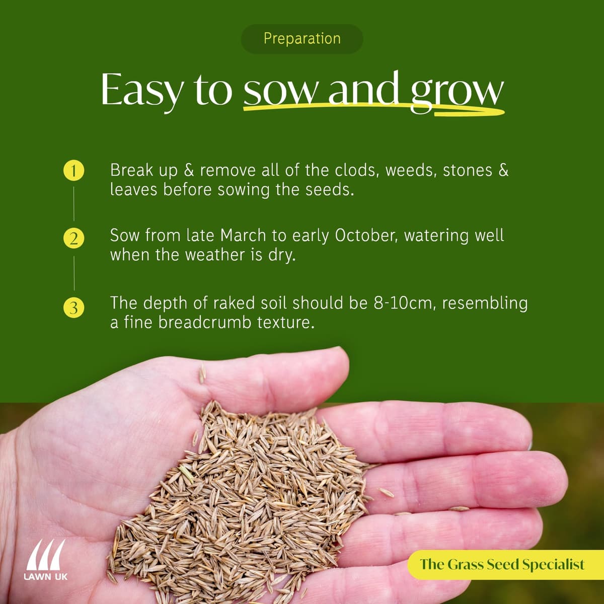 Lawn UK Hardwearing Grass Seed - Sprogs & Dogs Grass Seeds Fast Growing - 1kg up to 30sqm Coverage - Ideal for Family Lawns - Super Durable Perfect for Children & Pets — view 4