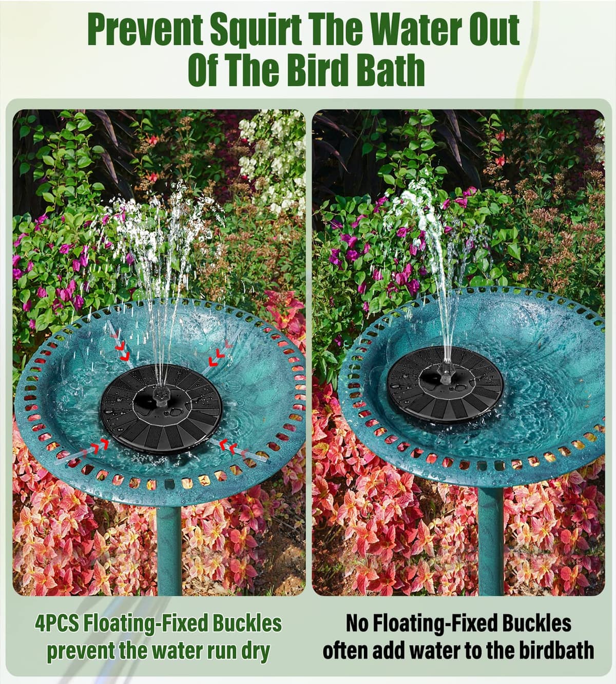 SZMP Solar Fountain Bird Bath Fountains Upgrade Glass Panel, Solar Powered Water Fountain for Humingbirds with 7 Nozzle & 4 Fixer, Solar Fountain Pump for Bird Bath, Garden, Pond, Pool — view 5
