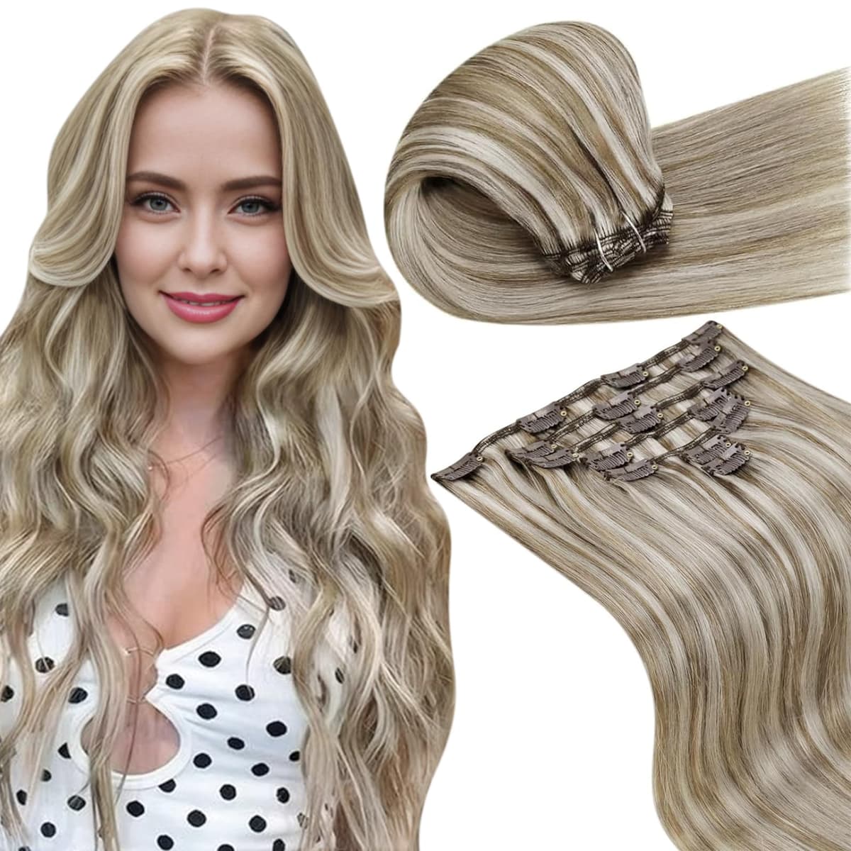 LaaVoo Hair Extensions Clip in Real Human Hair Brown Clip in Hair Extensions Dark Brown Remy Straight Hair Full Head Double Weft 80g 5pcs 14 Inch #4 — view 63