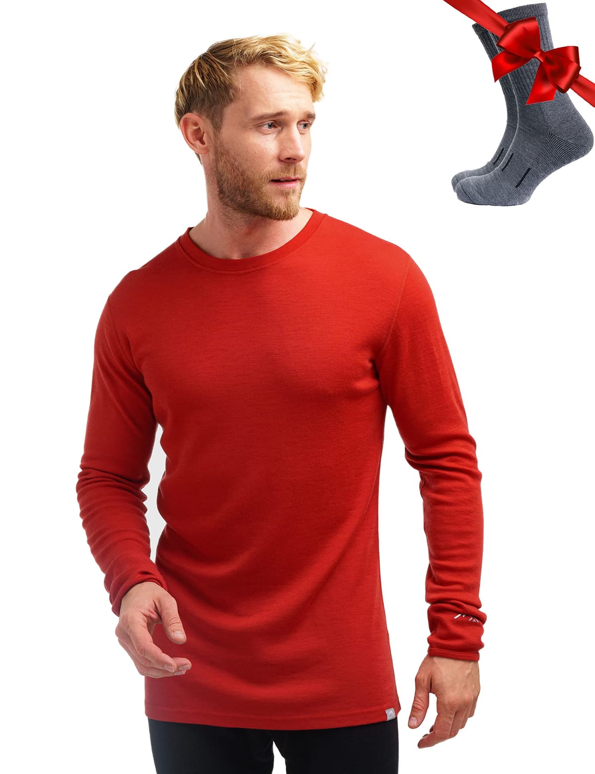 Merino.tech Camiseta Lana Merino Hombre - Deportiva Ropa Térmica 100% Lana Merino Ligero, Medio, Pesado con Calcetines — view 10