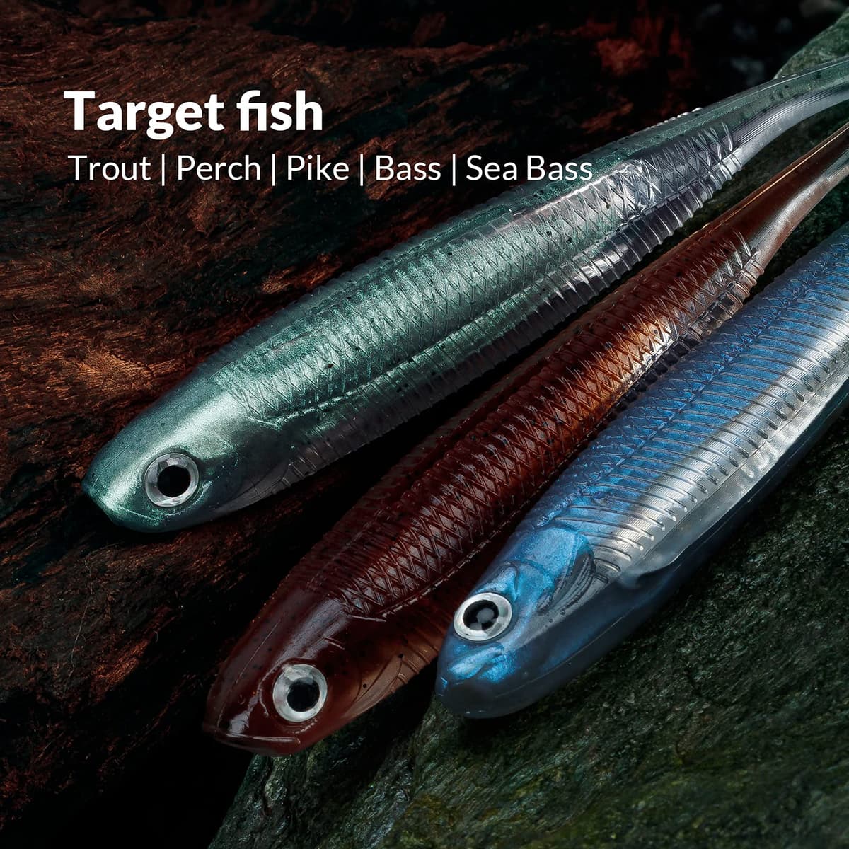 QualyQualy Señuelos de Vinilos de Pesca Spinning Mar Senuelo Black Bass Blandos senuelos de Pesca Cebos Artificiales de Pesca Pare Lucio Trucha 7cm 8cm 10cm 12,5cm — view 7