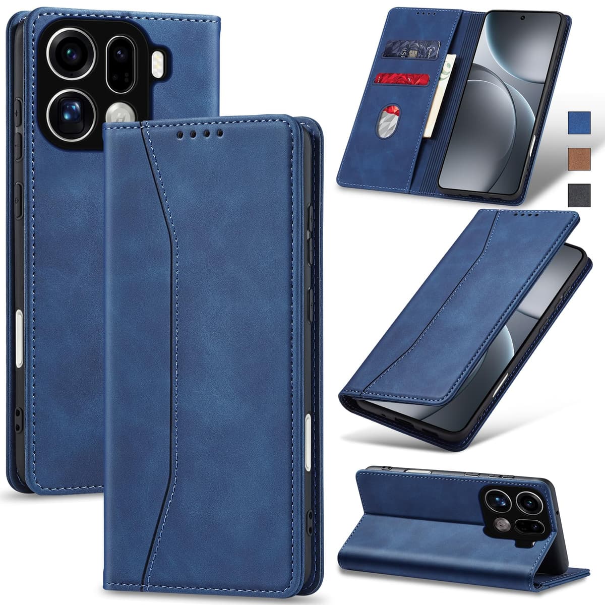 Jasonyu Funda para OPPO Find X9 Pro,Cuero PU Carcasa,Tipo Libro Flip Case con Tarjetas y Cartera,Soporte Plegable,Cierre magnético,Capa (Azul)