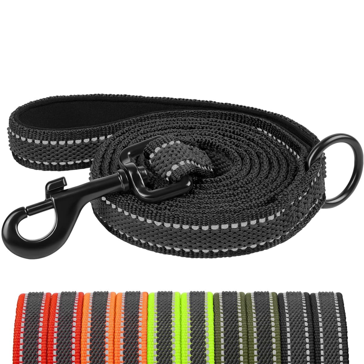 X XBEN Correa para Perro, 1M 1,2M 1,8M 2M 2,2M Correa Reflectante Resistente con Mango Acolchado, Correa de Adiestramiento para Cachorros, Perros Pequeños, Medianos y Grandes,con Hilos de Goma Suave