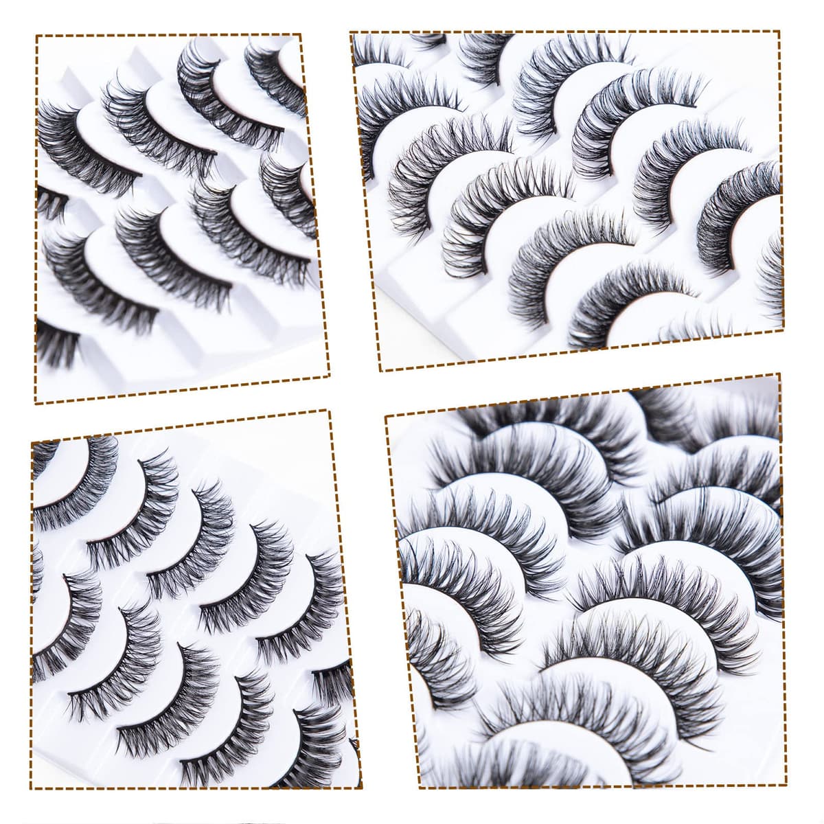 False Eyelashes Russian Strip Lashes D Curl 3D 10 Pairs Fake Lashes Natural False Eyelashe with Eyelash Glue Clear Adhesive Long Lasting Waterproof Multipack Eyelashes — view 4