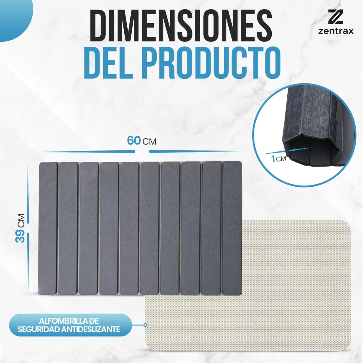 Alfombra Diatomita Baño Plegable Antideslizante | Alfombrilla Baño Diatomita Absorción Rápida | Piedra de atomita | Bath Mat | Alfombra Ducha Antideslizante (Plegable Gris) — view 2