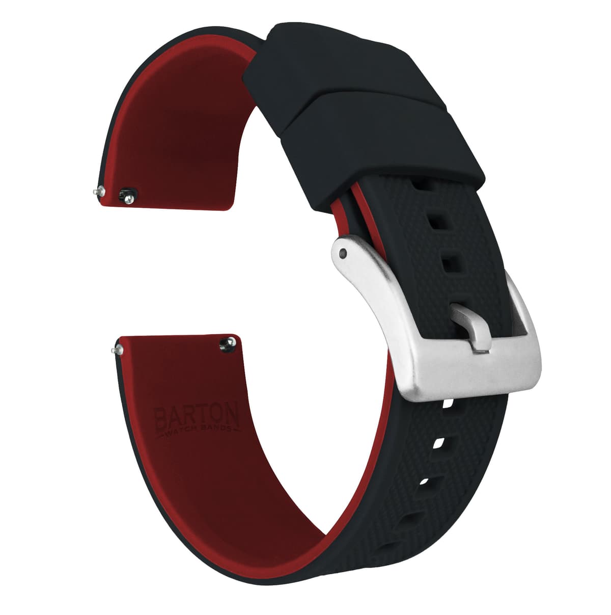 Barton Elite Silicone Watch Bands - Quick Release - Choose Color - 18mm, 19mm, 20mm, 21mm, 22mm, 23mm & 24mm Watch Straps (Stainless & Black Buckle Available) — view 9