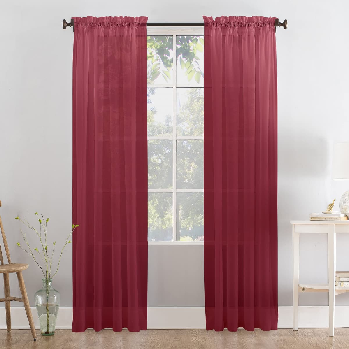 Megachest a pair of slot top voile curtains (Pure White, 56" wideX81 drop 2 Panels) — view 17