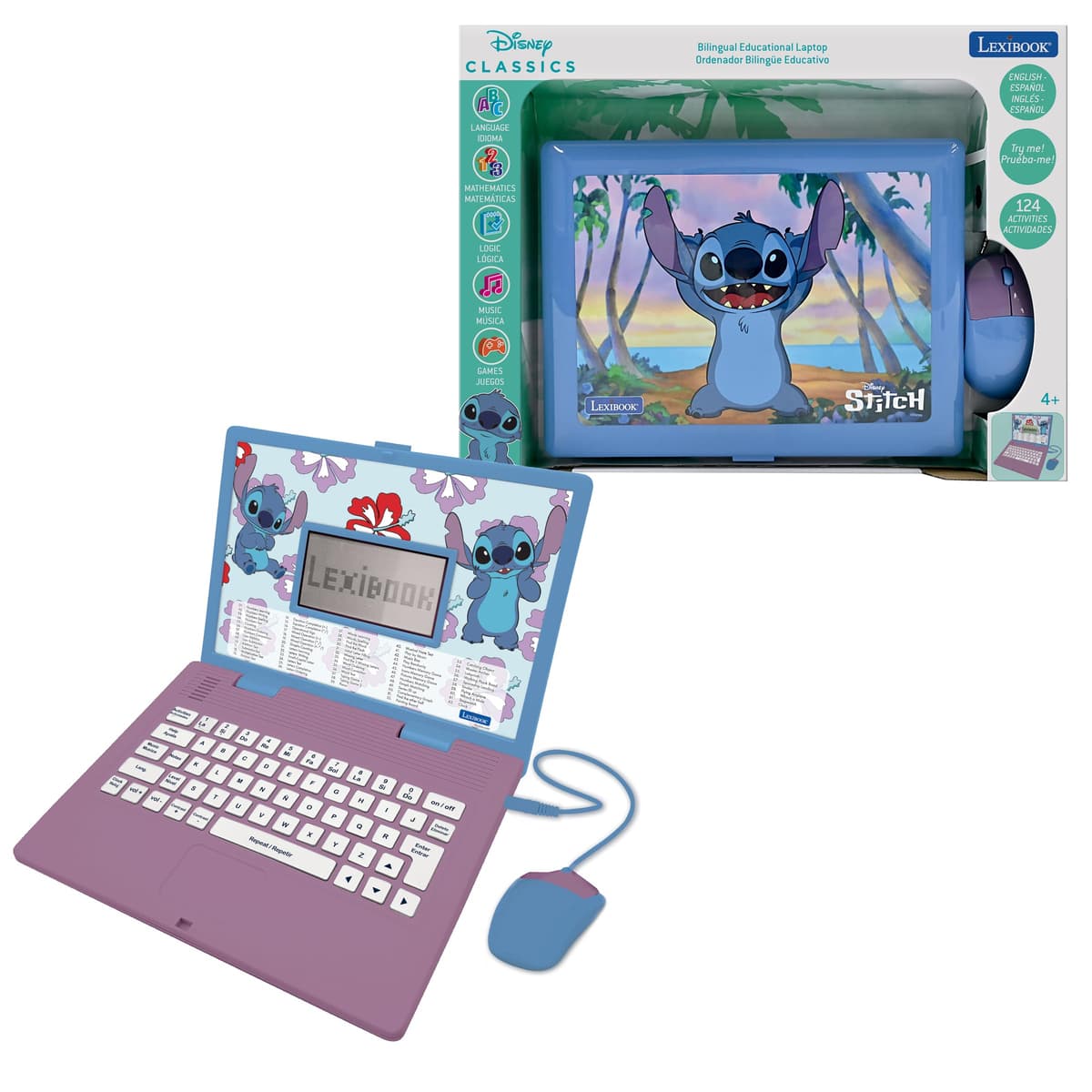 Lexibook, Disney Stitch, Ordenador Educativo bilingüe en inglés/español, 124 Actividades de lenguaje, Escritura, matemáticas, lógica, música y Juegos, para niños y niñas, JC598Di2 — view 11