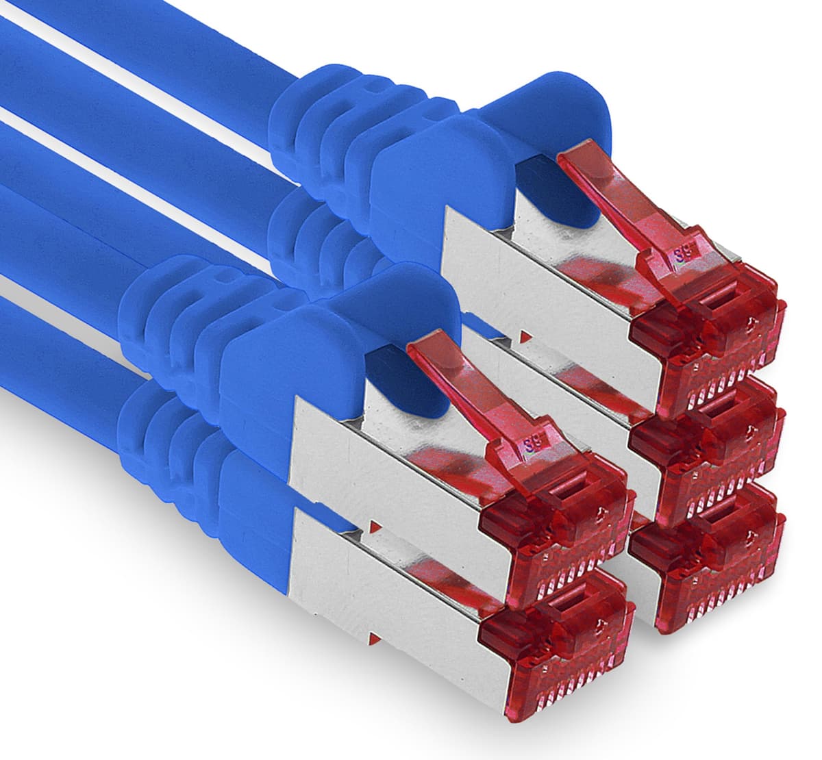 1aTTack.de - 1x 10m CAT6 patch cable S/FTP PIMF shielding CAT.6 RJ45 network cable Ethernet cable DSL LAN router switch modem patch panel - blue - 1 piece — view 40