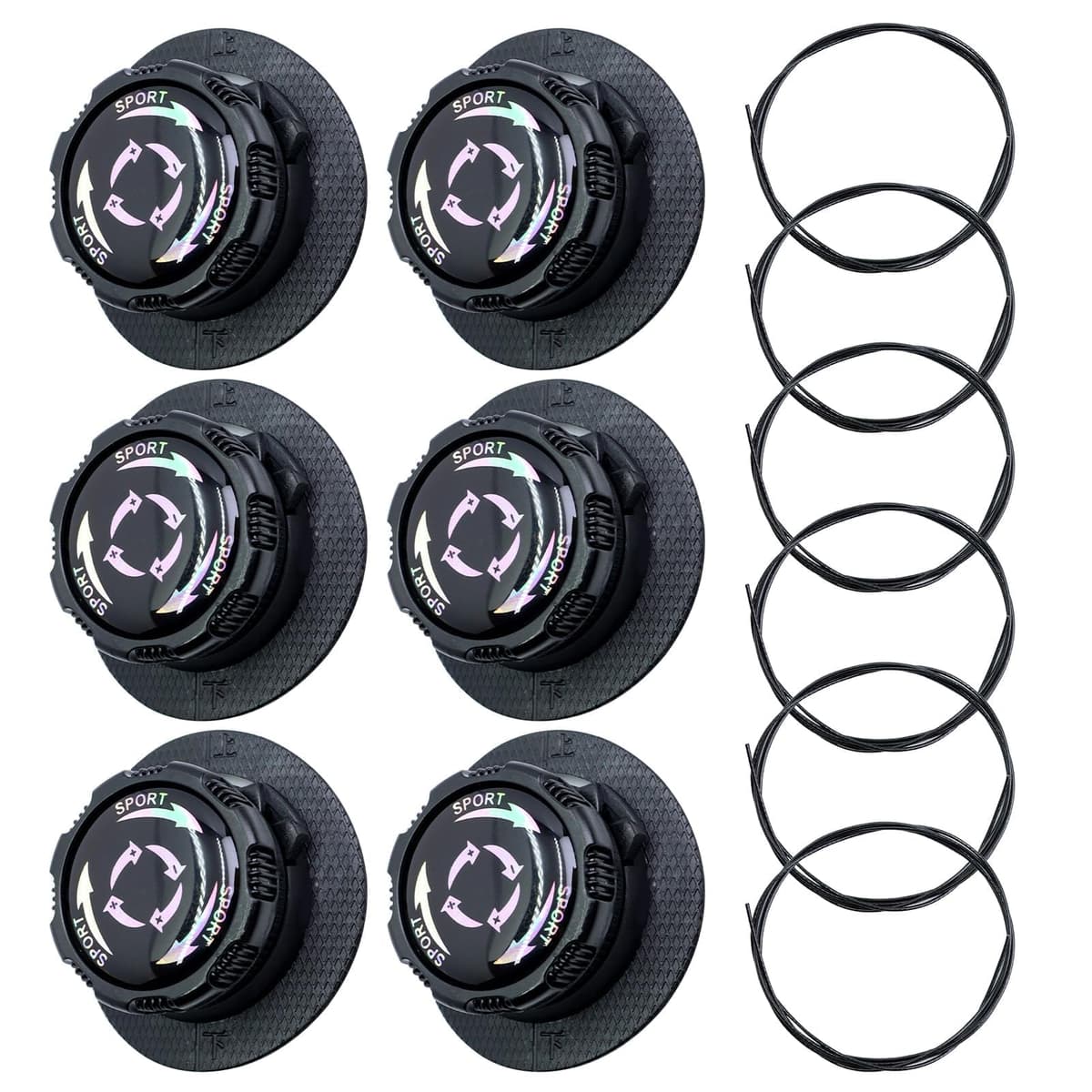 Lote de 6 Cordones Automáticos con Cierre Rotativo, Cordones sin Nudos con Hilo Metálico, Color Negro, Ajuste Rápido Para Niños y Adultos, Zapatos Deportivos y de Trabajo — view 7