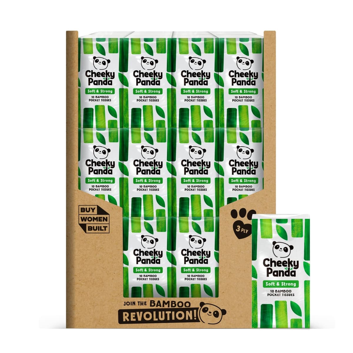 The Cheeky Panda Bamboo Pocket Tissues, 8 Pack of 10 Hypoallergenic Tissues, Ultra Soft, 3-Ply, White, Travel Size — view 8