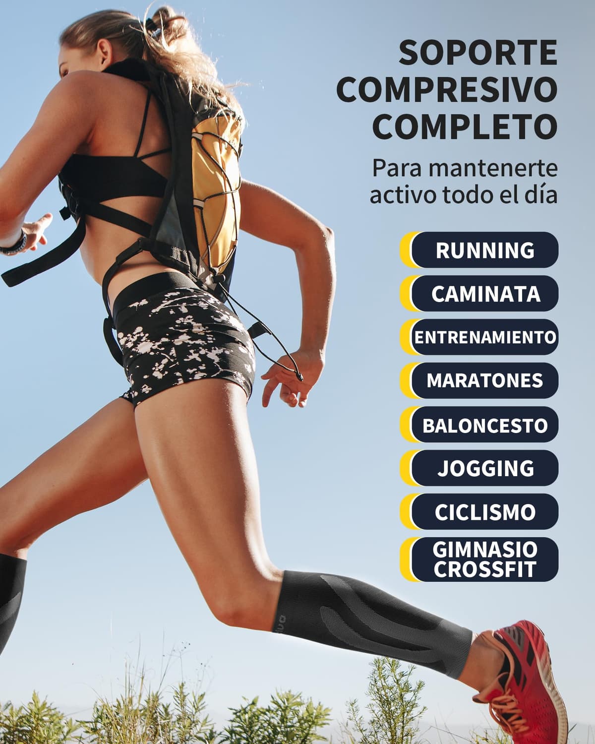 CAMBIVO Medias Compresivas 2 Pares, Calcetines Compresion Mujer Hombre, Mangas de Compresión para Deporte, Running, Ciclismo, Trabajo, Vuelo — view 3