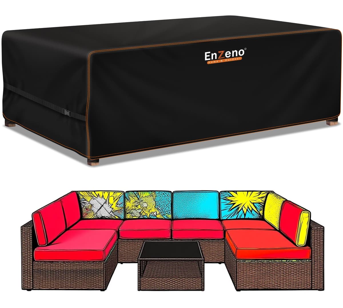 Enzeno Outdoor Garden Furniture Covers - Waterproof with Air Vent, Patio Table and Chair Set Cover, Heavy Duty Oxford Fabric 200X160X74cm — view 24