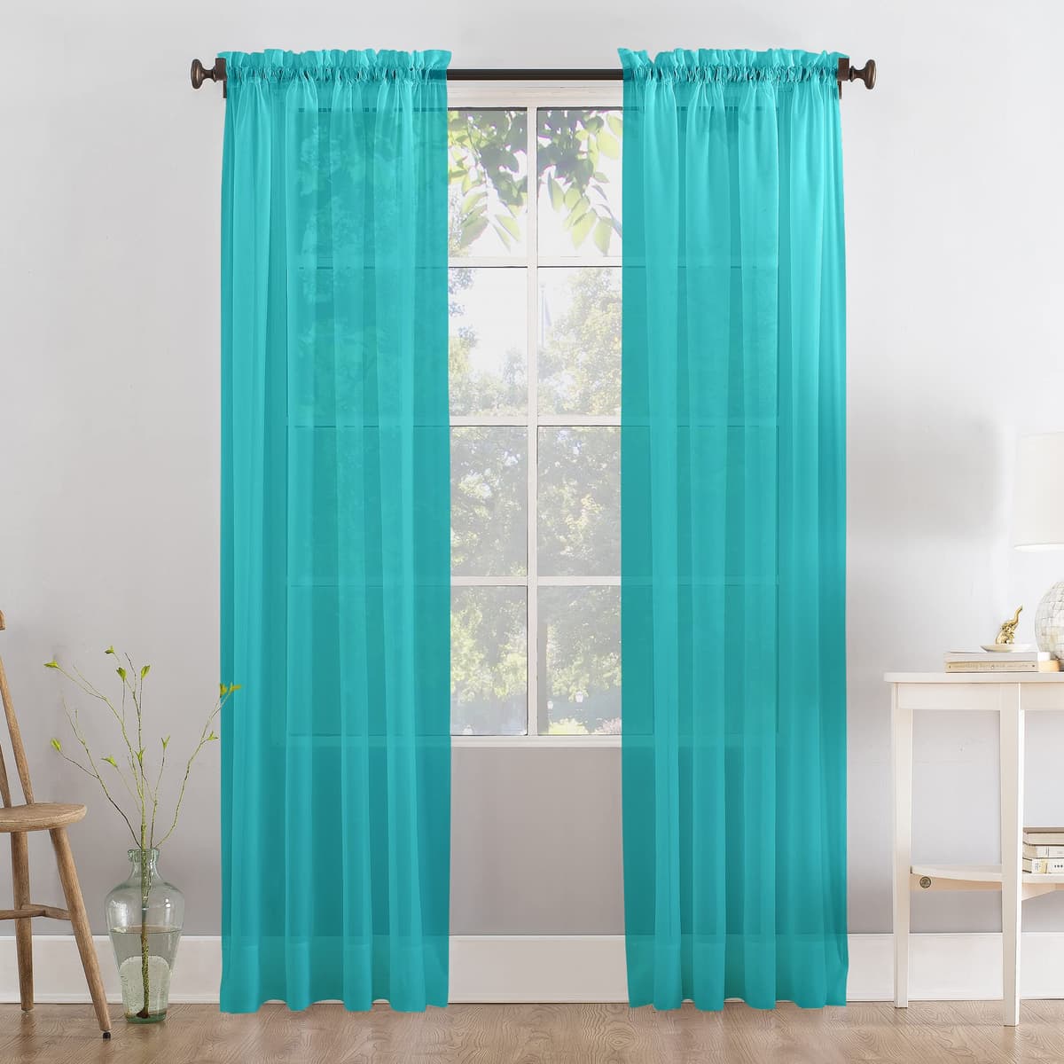 Megachest a pair of slot top voile curtains (Pure White, 56" wideX81 drop 2 Panels) — view 23
