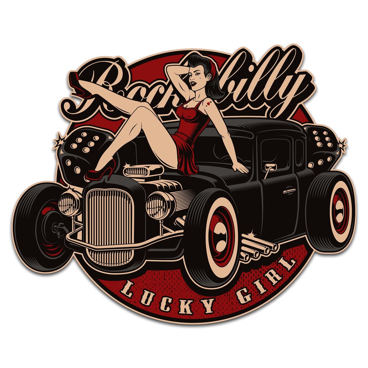 Finest-Folia Pegatina retro vintage Old School Ace Kult Rockabilly — view 55