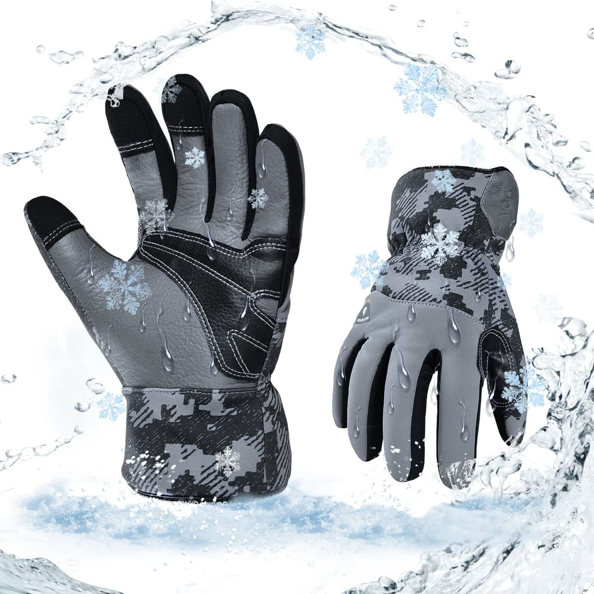 Vgo... 1-Pair -4℉ or above Thinsulate C100 Lined High Dexterity Touchscreen Synthetic Leather Winter Warm Work Gloves, Waterproof Insert (XL,Black,SL8777FW) — view 17