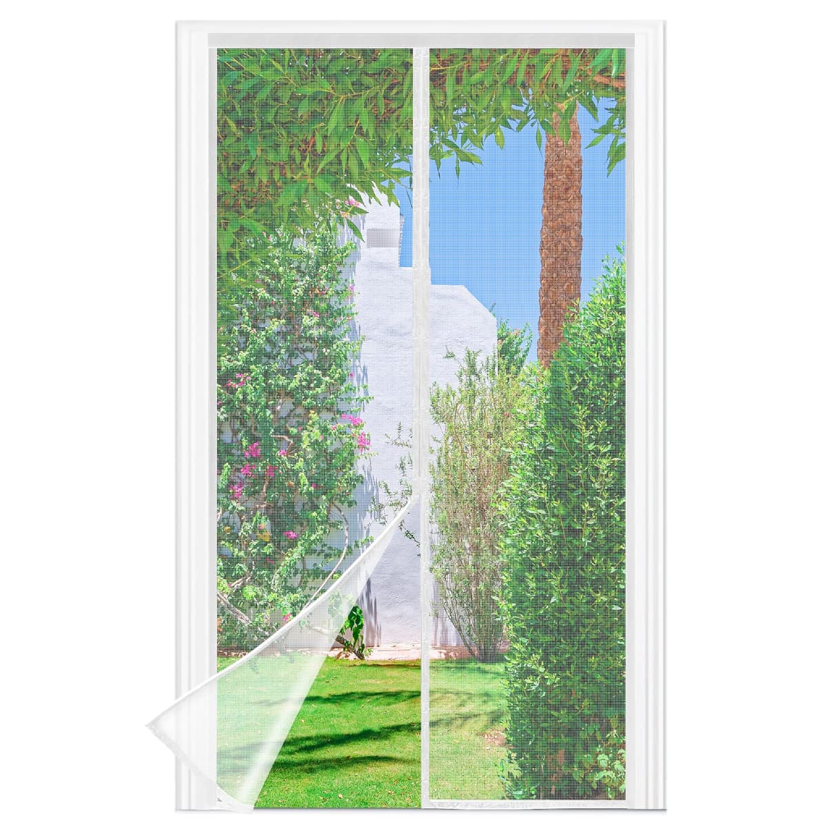 Mosquitera Puerta Magnetica - 90 x 210 CM - Blanco, Mosquiteras para Puertas, Cierre Magnético de Arriba a Abajo, Automáticamente,Mantiene el Aire Fresco — view 16