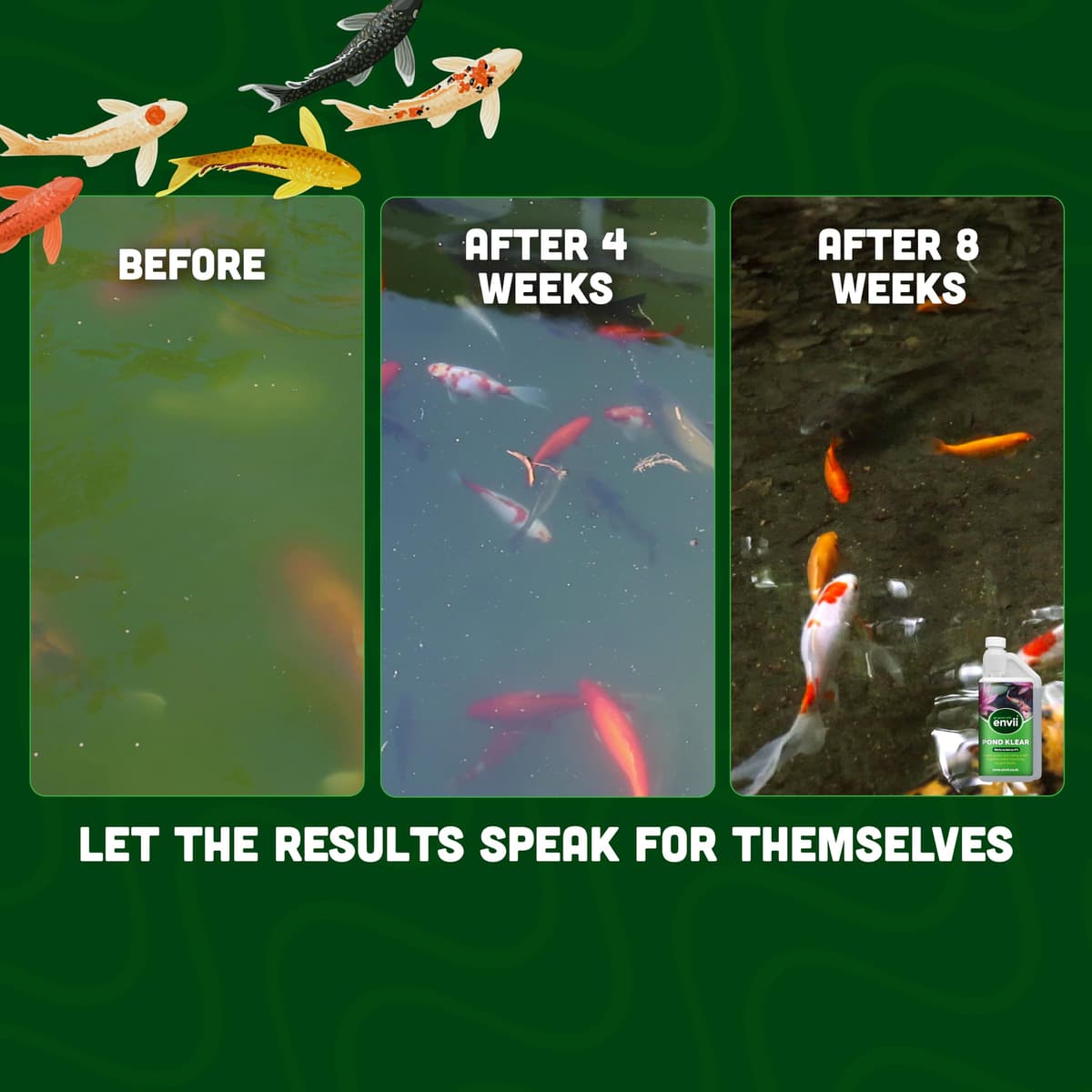 Envii Pond Klear - Natural Green Pond Water Treatment, Clears Green and Murky Water for Crystal Clear Healthy Water, Safe for all Fish and Wildlife -1L Treats 40,000 Litres — view 4