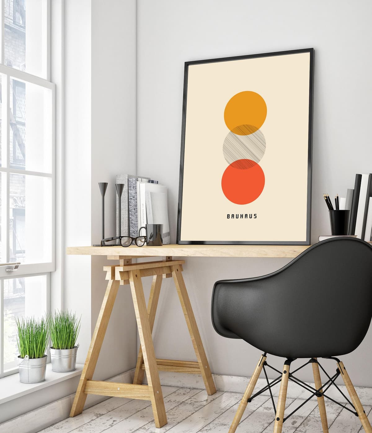 Sunset Poster, Bauhaus Print, Framed Abstract Art, Mid-Century Wall Art, Modern Home Decor, Gift Idea, Archival Matte, A4 (Print Only) - 29.7x21cm — view 2