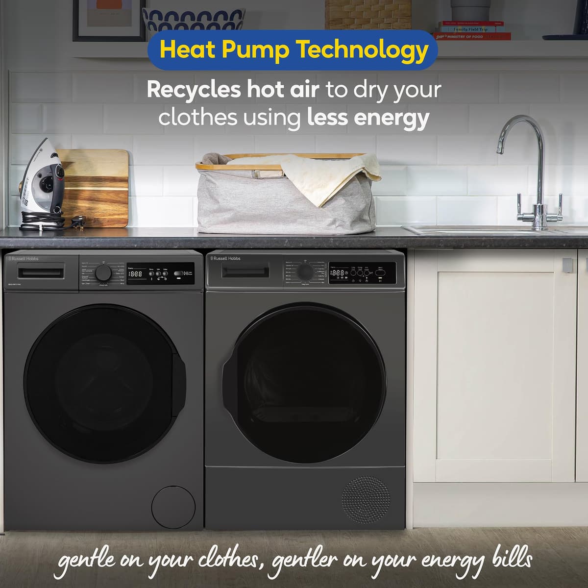 Russell Hobbs Freestanding Electric Heat Pump Condenser Tumble Dryer, 8kg Capacity, 15 Programmes, 3 Heat Settings, LED Display, Anti-Crease, Child Lock in Anthracite RH8HPTD1E12AN — view 7